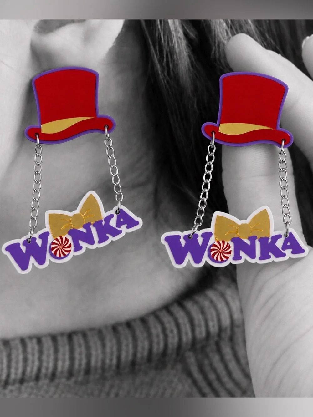 “Willy Wonka” Charlie Chocolate Factory Golden Ticket Timothée Chalamet Earrings